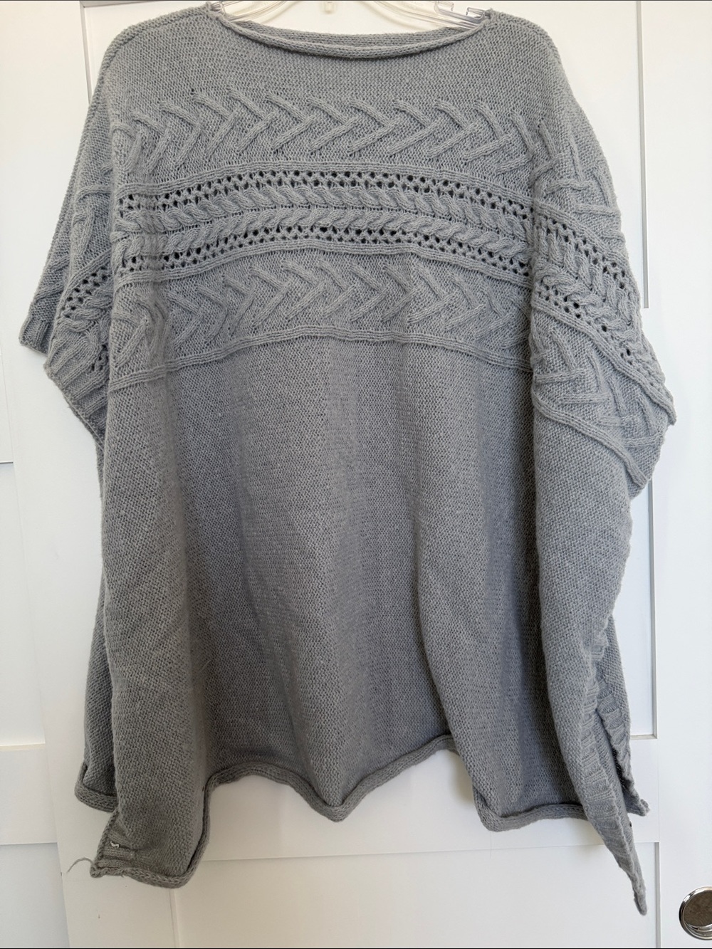 LC Lauren Conrad Light Gray Cable Knit Poncho Sweater